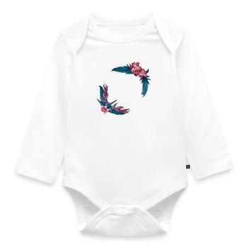 Tropische Blume - Baby Bio-Langarm-Body - Weiß - Vorne