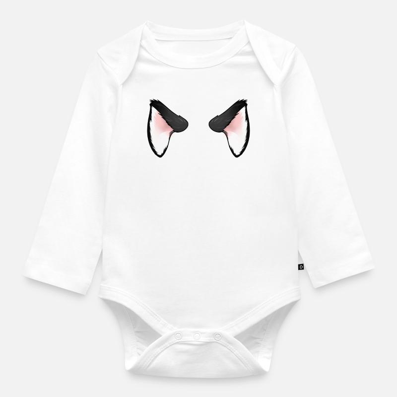 Oreilles de chat noir - Body Bébé bio manches longues - blanc