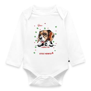 Beagle Hund Weihnachten Hunderasse - Baby Bio-Langarm-Body - Weiß - Vorne