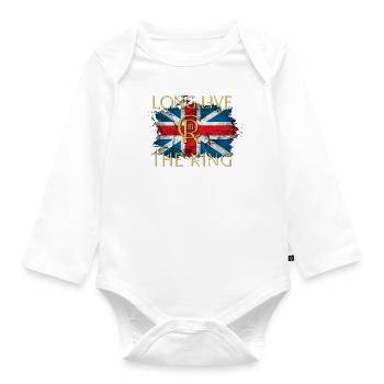 British King Coronation Charles England Flag - Organic Longsleeve Baby Bodysuit - white - Front