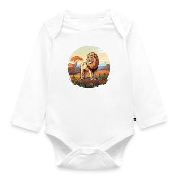 König der Savanne - Baby Bio-Langarm-Body - Weiß - Vorne