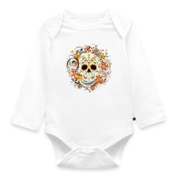Ethereal Skull Blooms - Organic Longsleeve Baby Bodysuit - white - Front