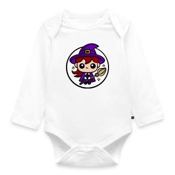 Cute Chibi Witch | Cute Halloween Witch Design - Organic Longsleeve Baby Bodysuit - white - Front