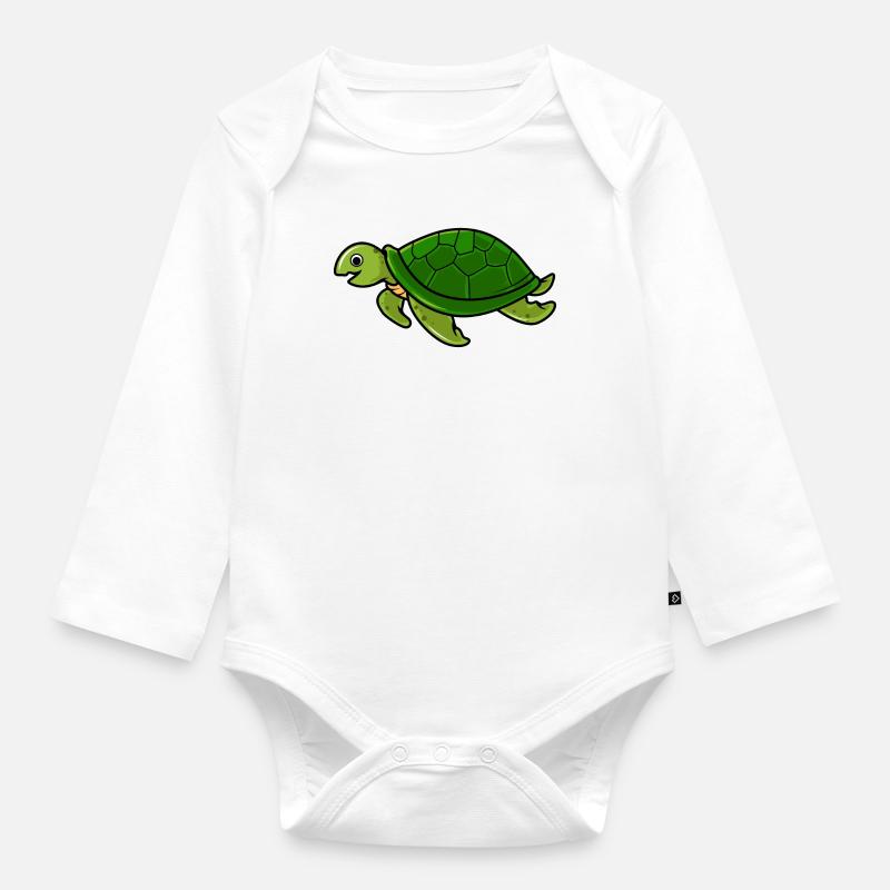 Schildkröte - Baby Bio-Langarm-Body - Weiß