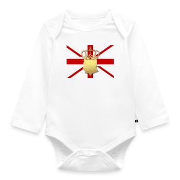 British King Coronation Charles England Flag - Organic Longsleeve Baby Bodysuit - white - Front
