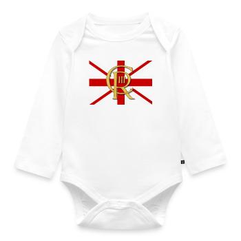 British King Coronation Charles England Flag - Organic Longsleeve Baby Bodysuit - white - Front