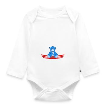 Ours en peluche endormi - Body Bébé bio manches longues - blanc - Devant