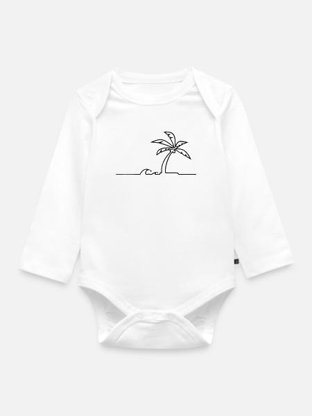 Insel-Palme / Island Palm Tree (1c) - Baby Bio-Langarm-Body - Weiß
