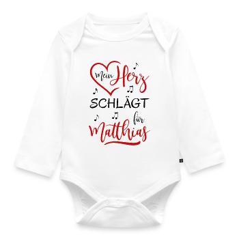 Mein Herz schlägt für Matthias - Baby Bio-Langarm-Body - Weiß - Vorne
