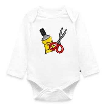 Schere und Kleber - Baby Bio-Langarm-Body - Weiß - Vorne