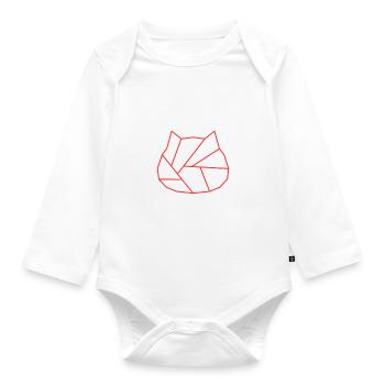 Katze | Logo | Neutral - Baby Bio-Langarm-Body - Weiß - Vorne