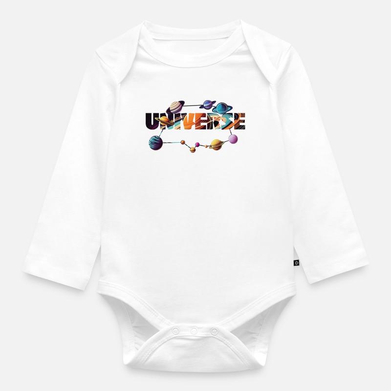 Univers - Body Bébé bio manches longues - blanc