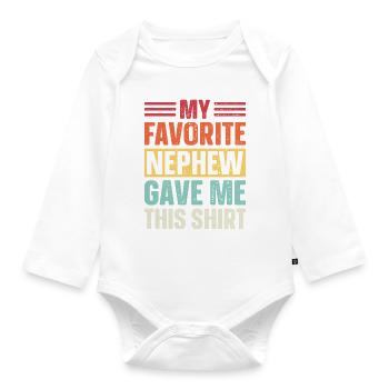 Mein Lieblingsneffe hat mir das geschenkt - Baby Bio-Langarm-Body - Weiß - Vorne