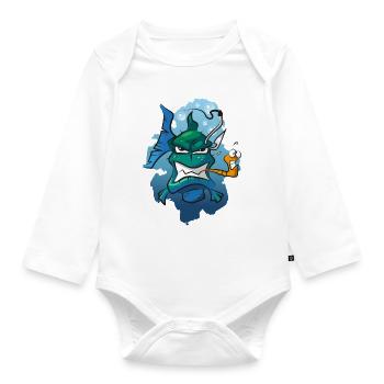 Funny Fish Predatory Fish for Anglers - Organic Longsleeve Baby Bodysuit - white - Front