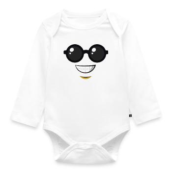 Emoticon Schlauberger costume carnival - Organic Longsleeve Baby Bodysuit - white - Front