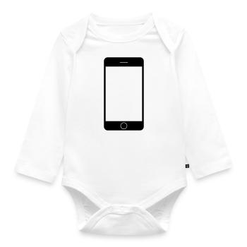 Handy Smartphone - Baby Bio-Langarm-Body - Weiß - Vorne