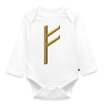 Rune Fehu - luck, prosperity & personal power - Organic Longsleeve Baby Bodysuit - white - Front