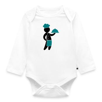 A gourmet chef serves guests - Organic Longsleeve Baby Bodysuit - white - Front