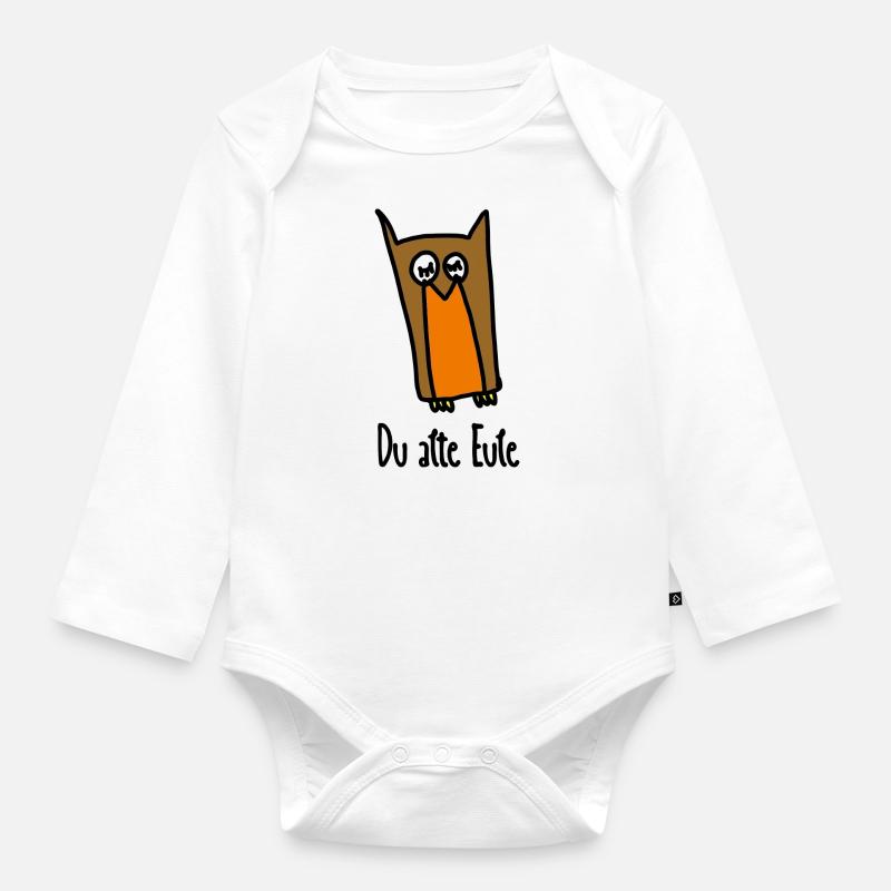 alte eule - Baby Bio-Langarm-Body - Weiß