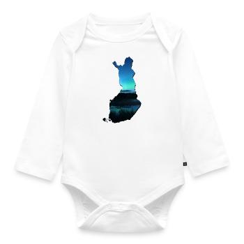 Map of Finland, the flag of finland - Organic Longsleeve Baby Bodysuit - white - Front