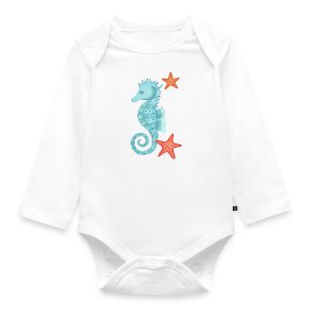 Seepferdchen mit Seesternen - Baby Bio-Langarm-Body - Weiß - Vorne