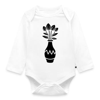 Tulip design beautiful flower vase - Organic Longsleeve Baby Bodysuit - white - Front
