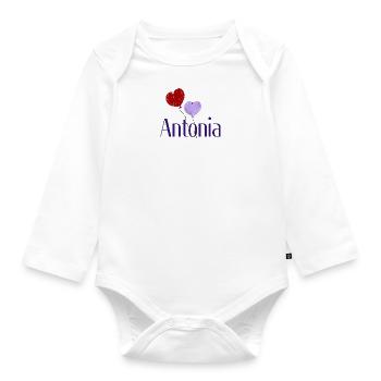 Antonia blau - Baby Bio-Langarm-Body - Weiß - Vorne