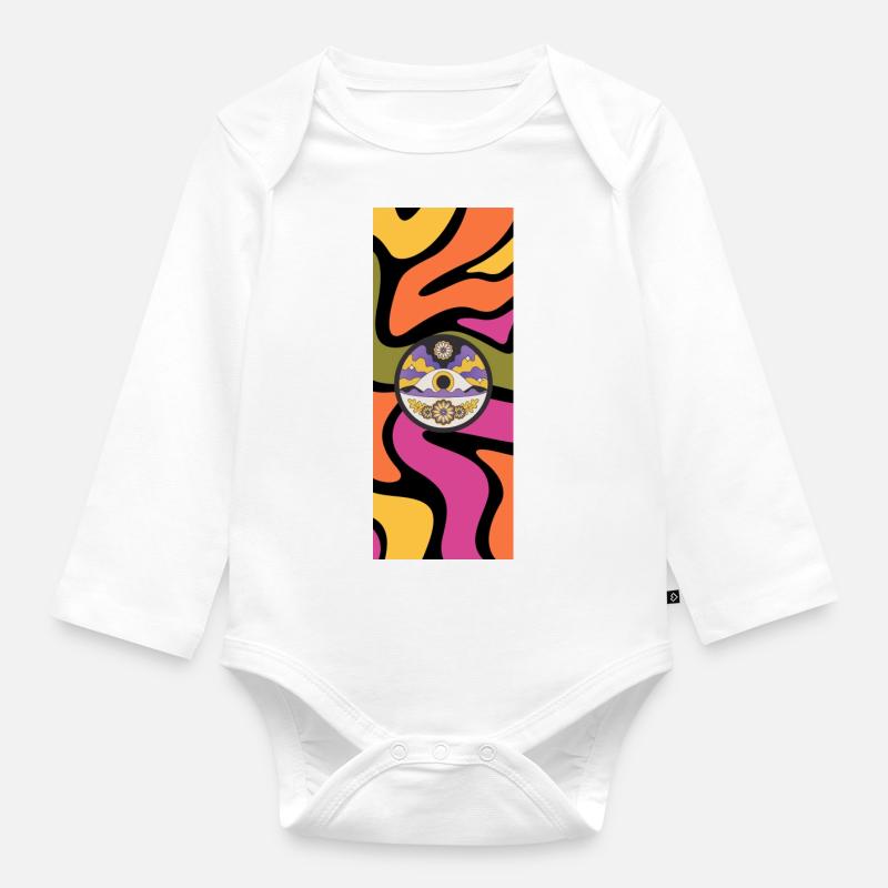 Abstrakt - Baby Bio-Langarm-Body - Weiß