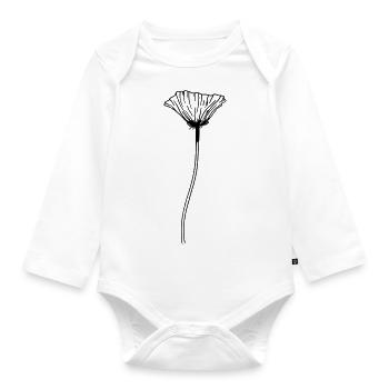 Poppy Flower - Organic Longsleeve Baby Bodysuit - white - Front