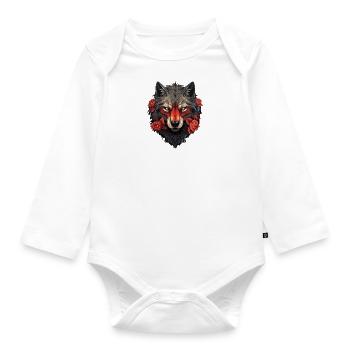 Gothic Wildlife Illustration with Mystical Roses - Organic Longsleeve Baby Bodysuit - white - Front