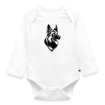 Schäferhund Hund Hundekopf - Baby Bio-Langarm-Body - Weiß - Vorne