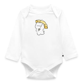 Katze und Regenschirm - Baby Bio-Langarm-Body - Weiß - Vorne