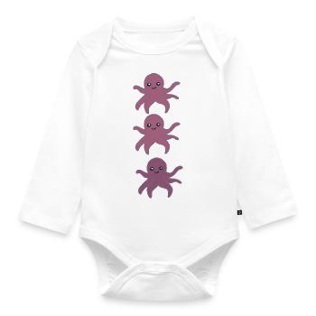 Octopus triple - Organic Longsleeve Baby Bodysuit - white - Front