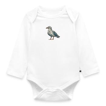 Moin Comic Nordsee Hamburg Polygon Möwe Vogel Pier - Baby Bio-Langarm-Body - Weiß - Vorne