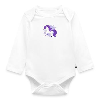 Conte de fées Licorne violette Cheval Star Fantasy Fable - Body Bébé bio manches longues - blanc - Devant
