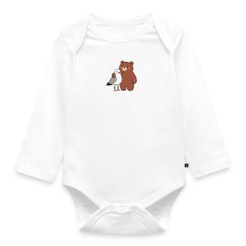Moin Möwe Vogel Bär Freundschaft Liebe Umarmung - Baby Bio-Langarm-Body - Weiß - Vorne