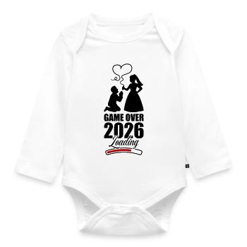 Game Over 2026 Hochzeit - Baby Bio-Langarm-Body - Weiß - Vorne