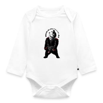 Brazilian Jiu-Jitsu Grappling Bär - Baby Bio-Langarm-Body - Weiß - Vorne