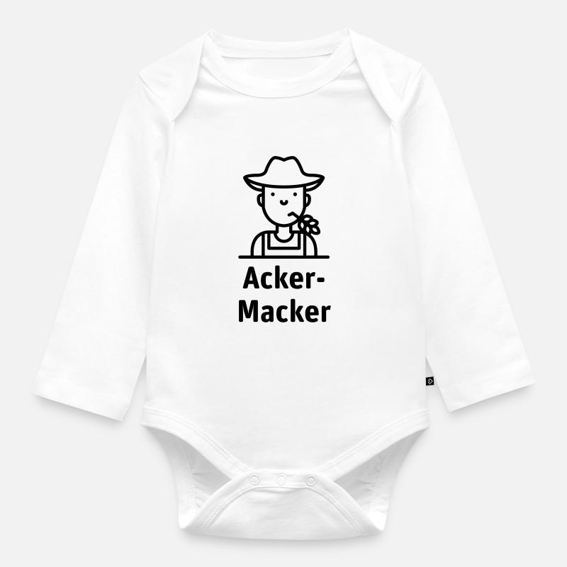 Acker-Macker 2-farbig - Baby Bio-Langarm-Body - Weiß