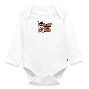 Cartoon Rabbit Playing Guitar in Sunglasses - Organic Longsleeve Baby Bodysuit - white - Front