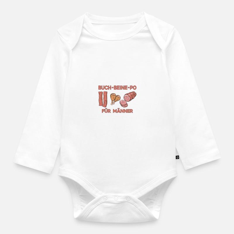 Fleisch Liebe Fleisch Schweinefleisch Hühnerfleisc - Baby Bio-Langarm-Body - Weiß