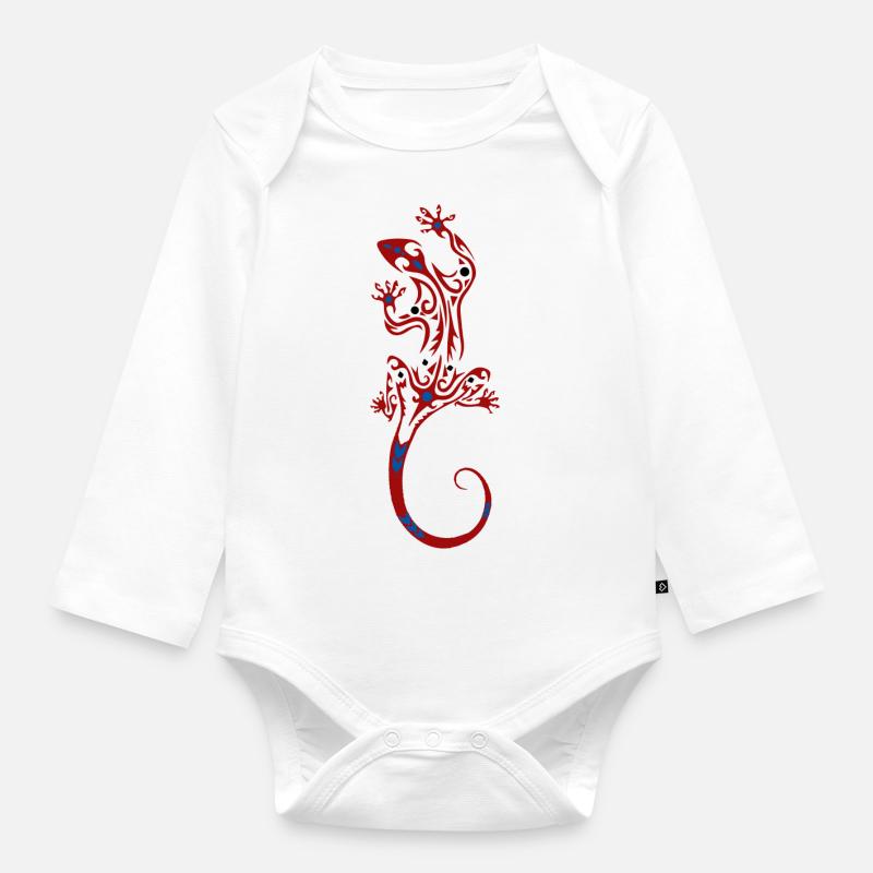 Stammes-Eidechse - Baby Bio-Langarm-Body - Weiß