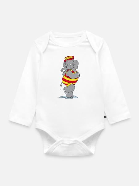 Benjamin Blümchen als Bademeister - Baby Bio-Langarm-Body - Weiß