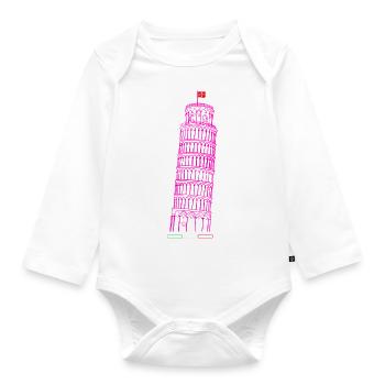 Leaning Tower of Pisa drawn - Organic Longsleeve Baby Bodysuit - white - Front