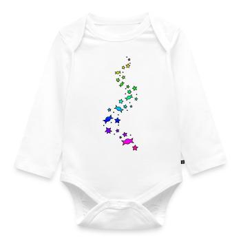 Colorful sweets glitter - Organic Longsleeve Baby Bodysuit - white - Front