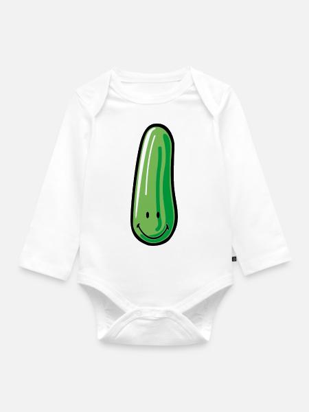 Smiley Cucumber - Baby Bio-Langarm-Body - Weiß