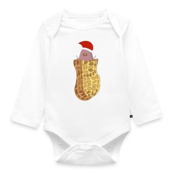 Baby Erdnuss als Weihnachtsmann - Baby Bio-Langarm-Body - Weiß - Vorne