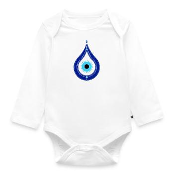 Nazar Boncuk, protection symbol, blue, eye, Turkey - Organic Longsleeve Baby Bodysuit - white - Front