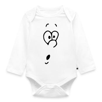 Emoji surprend esquisse noir - Body Bébé bio manches longues - blanc - Devant