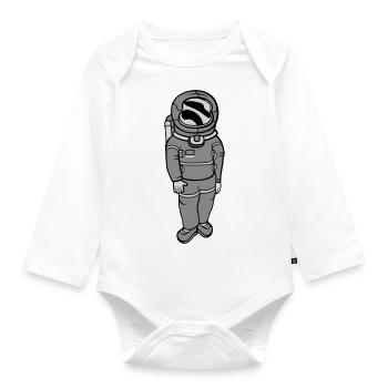 Weightless astronaut space - Organic Longsleeve Baby Bodysuit - white - Front
